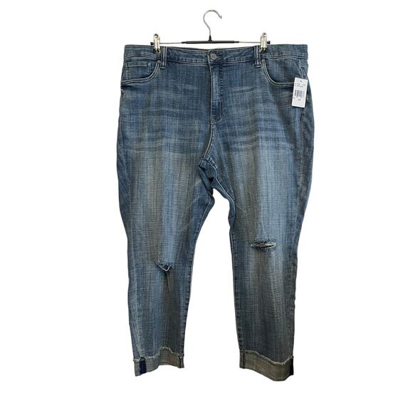 Kut‎ From The Kloth High Rise Ankle Straight Leg Jeans Size 20W Blue Rips NWT - Picture 1 of 8